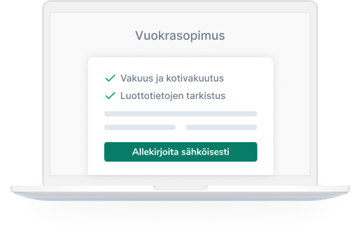 Tietokoneen näyttö, jossa vuokrasopimus ja allekirjoitusnappi