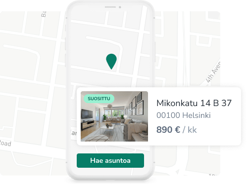 Laadukas vuokrailmoitus puhelimen näytöllä