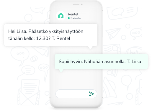Viestihistoria Rentelin ja vuokralaisehdokkaan välillä